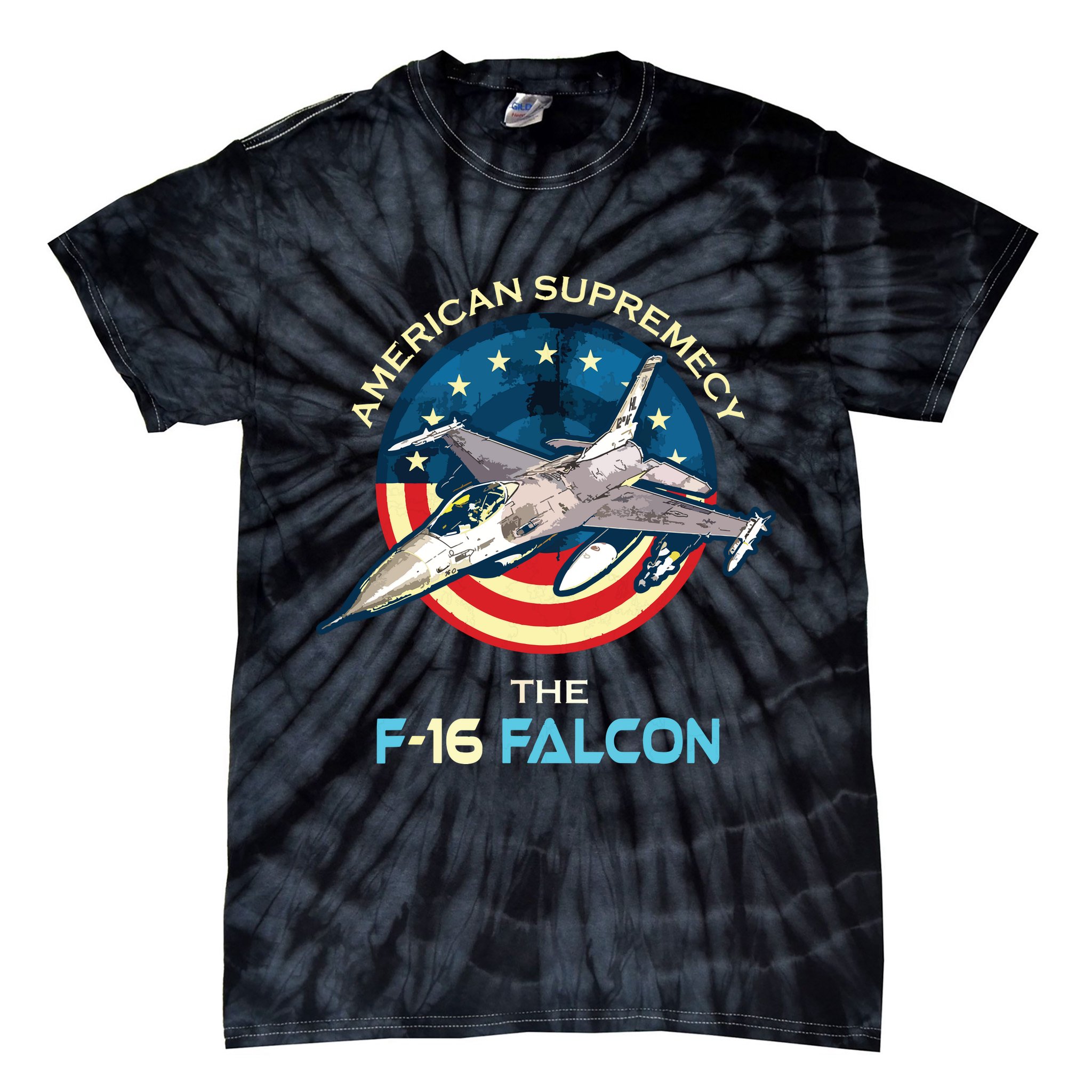 F16 Falcon American Patriotic Fighter Jet 4th Of July Flag Tie-Dye T-Shirt