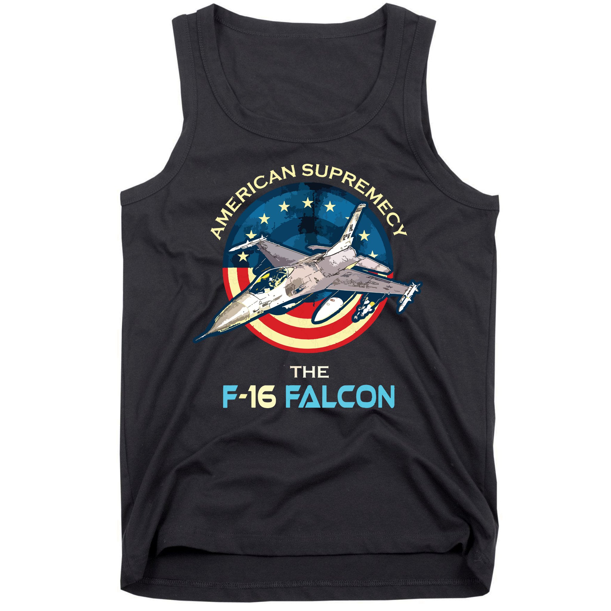 F16 Falcon American Patriotic Fighter Jet 4th Of July Flag Tank Top