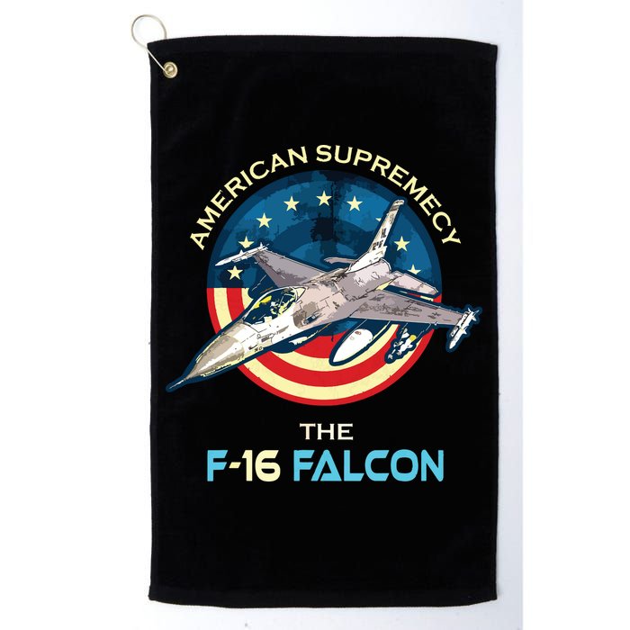 F16 Falcon American Patriotic Fighter Jet 4th Of July Flag Golf Towel