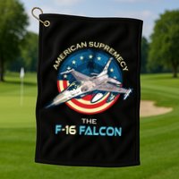 F16 Falcon American Patriotic Fighter Jet 4th Of July Flag Golf Towel