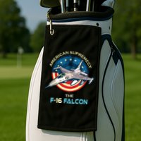 F16 Falcon American Patriotic Fighter Jet 4th Of July Flag Golf Towel