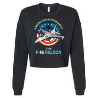 F16 Falcon American Patriotic Fighter Jet 4th Of July Flag Cropped Pullover Crew