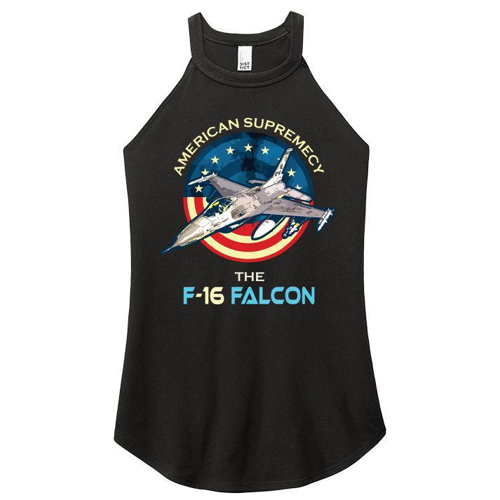 F16 Falcon American Patriotic Fighter Jet 4th Of July Flag Women's Perfect Tri Rocker Tank