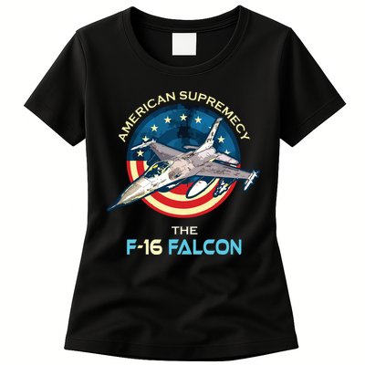 F16 Falcon American Patriotic Fighter Jet 4th Of July Flag Womens T-Shirt
