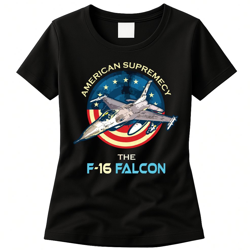 F16 Falcon American Patriotic Fighter Jet 4th Of July Flag Womens T-Shirt