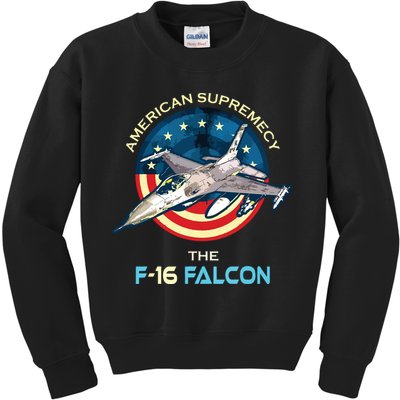 F16 Falcon American Patriotic Fighter Jet 4th Of July Flag Kids Sweatshirt