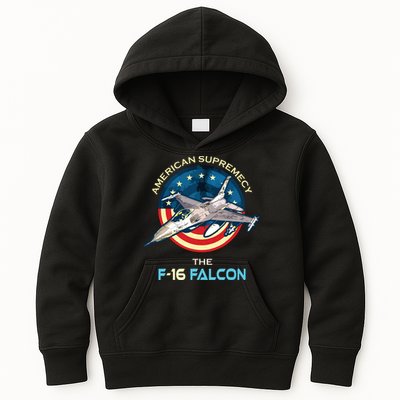 F16 Falcon American Patriotic Fighter Jet 4th Of July Flag Kids Hoodie
