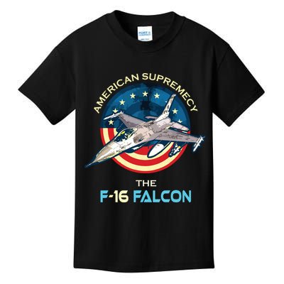 F16 Falcon American Patriotic Fighter Jet 4th Of July Flag Kids T-Shirt