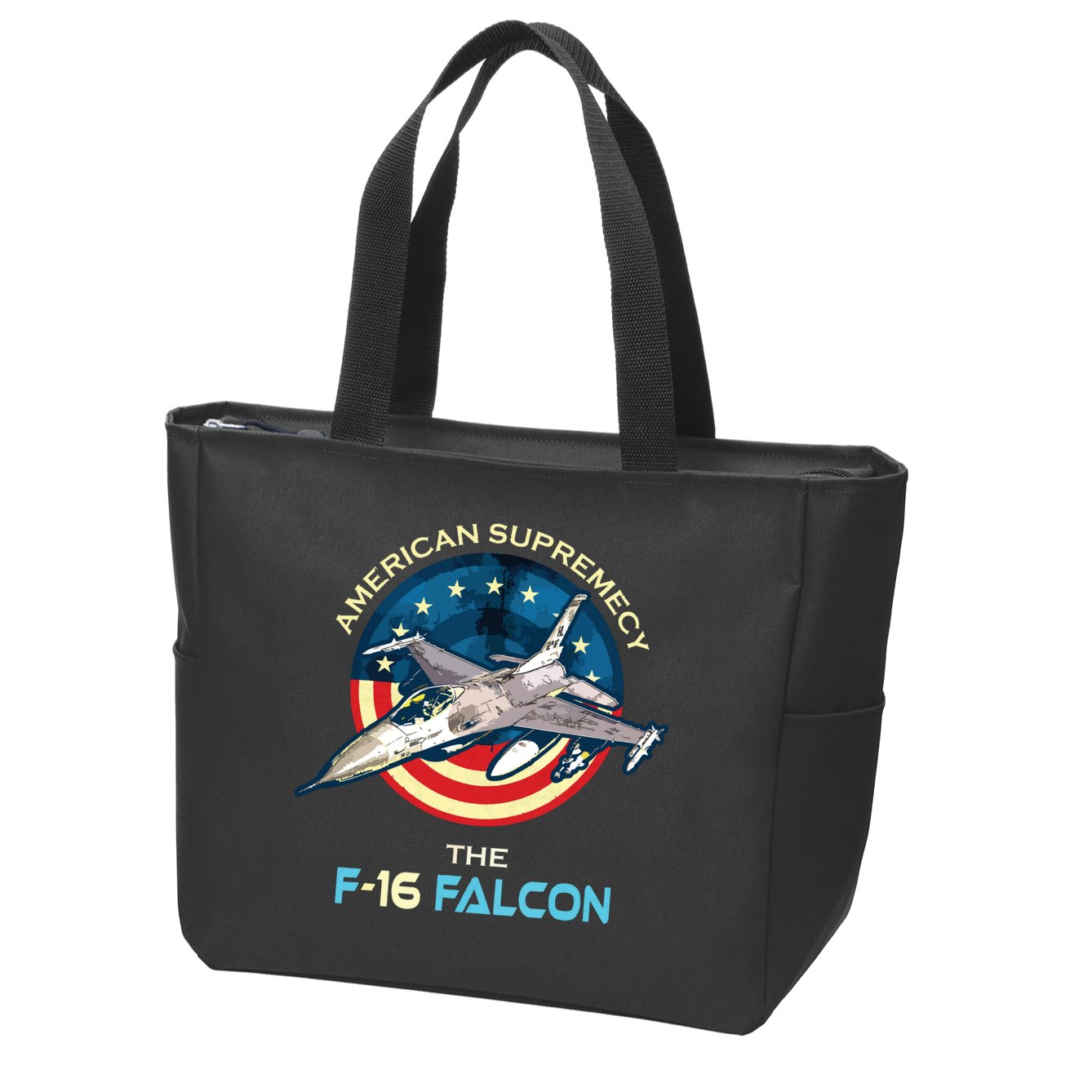 F16 Falcon American Patriotic Fighter Jet 4th Of July Flag Zip Tote Bag