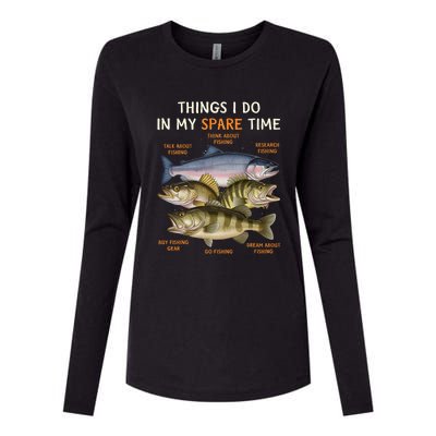 Funny Fishing Apparel | Bass Lovers Womens Cotton Relaxed Long Sleeve T-Shirt