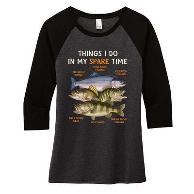 Funny Fishing Apparel | Bass Lovers Women's Tri-Blend 3/4-Sleeve Raglan Shirt