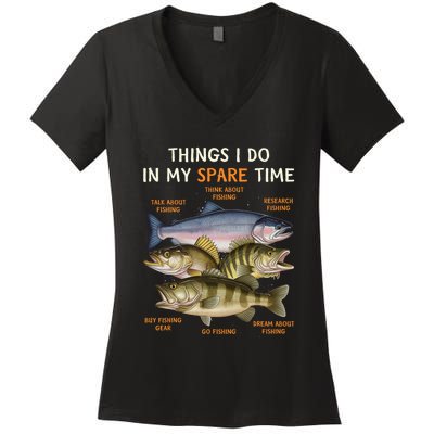 Funny Fishing Apparel | Bass Lovers Women's V-Neck T-Shirt