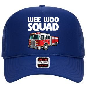 Funny Firefighter Art Fire Truck Fire Gift High Crown Mesh Back Trucker Hat