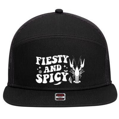 Funny Feisty And Spicy Crawfish Boil Festival Party Lobster 7 Panel Mesh Trucker Snapback Hat