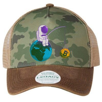 Funny Fishing Bitcoin Space Astronaut Legacy Tie Dye Trucker Hat