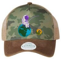 Funny Fishing Bitcoin Space Astronaut Legacy Tie Dye Trucker Hat