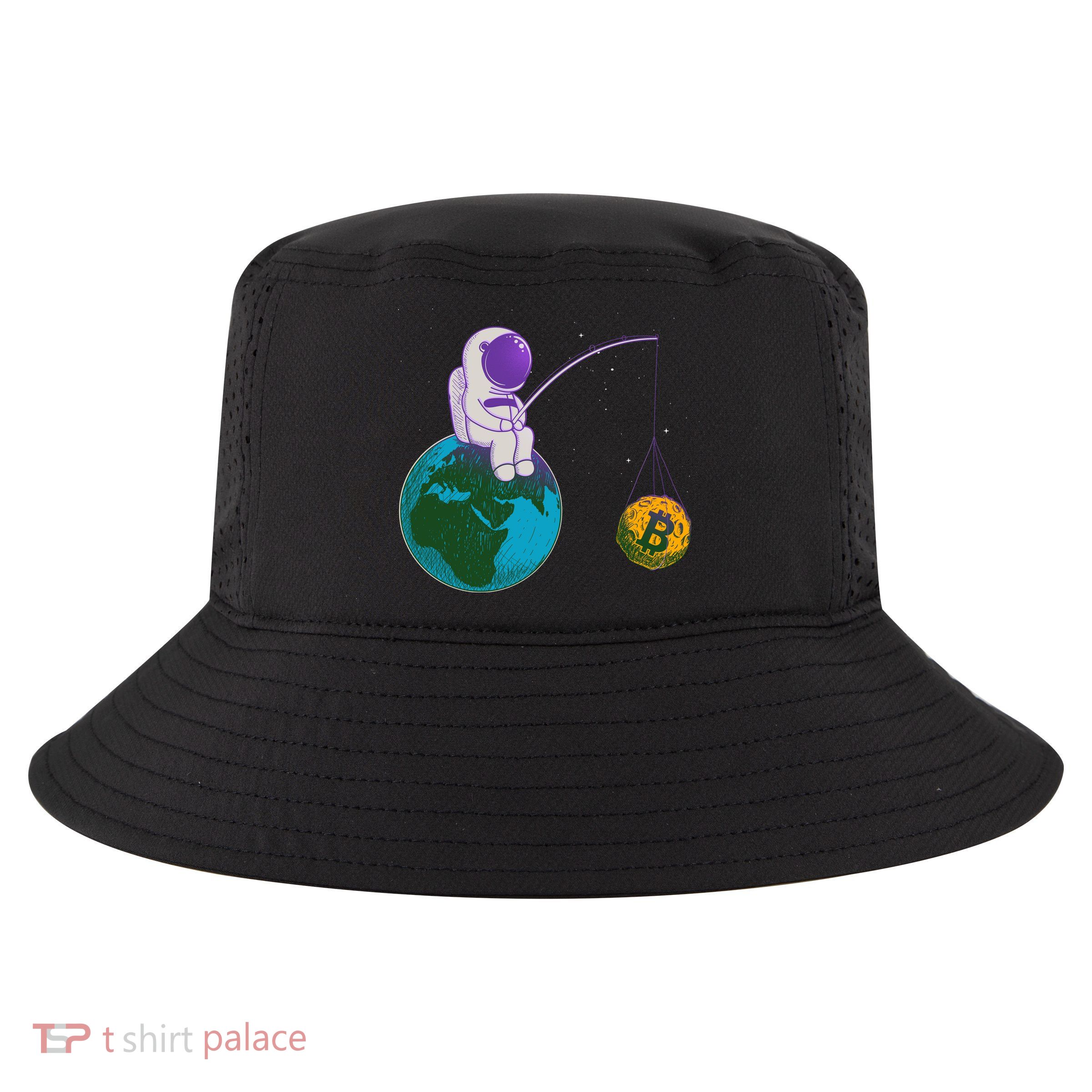 Funny Fishing Bitcoin Space Astronaut Cool Comfort Performance Bucket Hat
