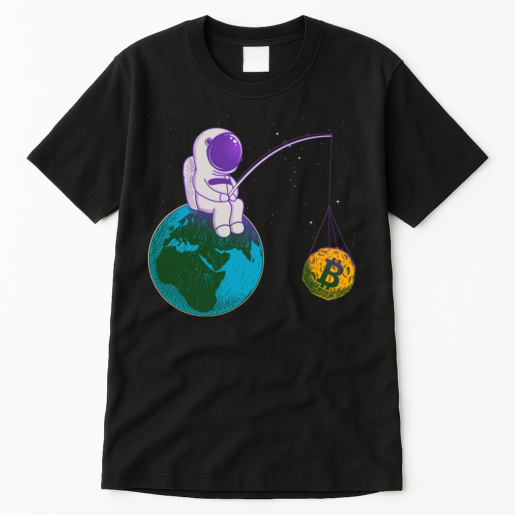 Funny Fishing Bitcoin Space Astronaut Tall T-Shirt