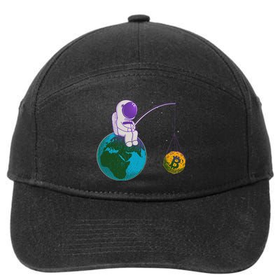 Funny Fishing Bitcoin Space Astronaut 7-Panel Snapback Hat