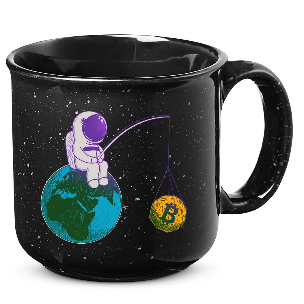 Funny Fishing Bitcoin Space Astronaut 15oz Campfire Ceramic Mug
