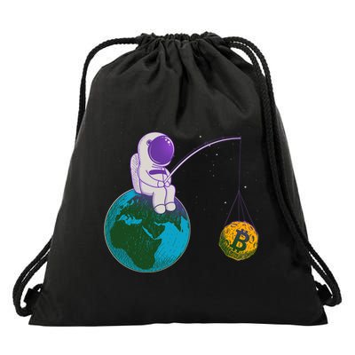 Funny Fishing Bitcoin Space Astronaut Drawstring Bag