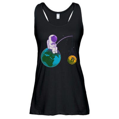 Funny Fishing Bitcoin Space Astronaut Ladies Essential Flowy Tank