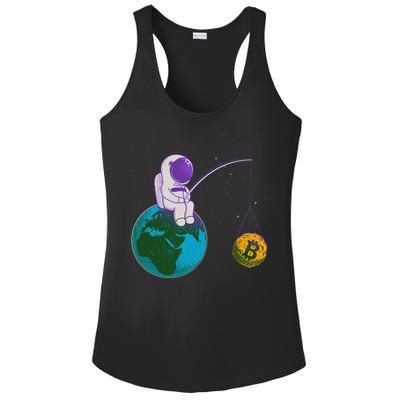 Funny Fishing Bitcoin Space Astronaut Ladies PosiCharge Competitor Racerback Tank