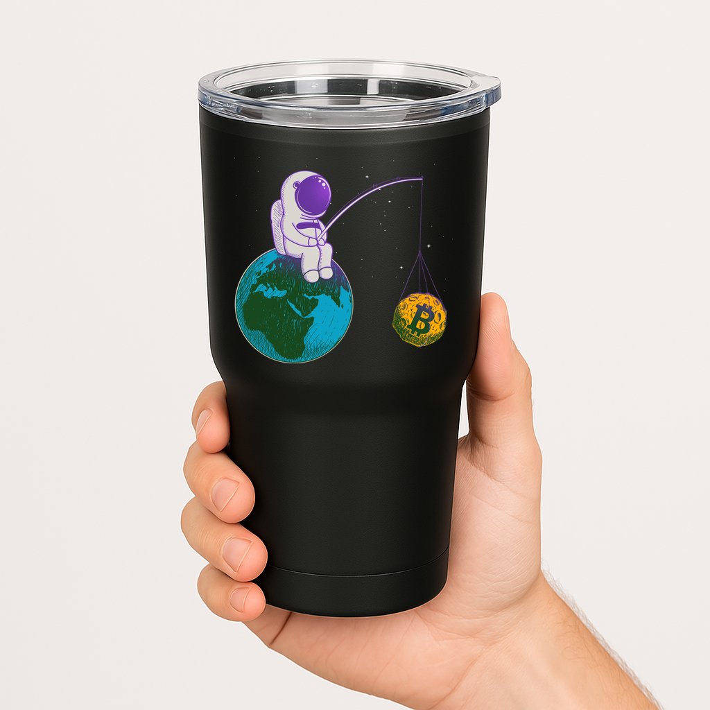 Funny Fishing Bitcoin Space Astronaut Tumbler