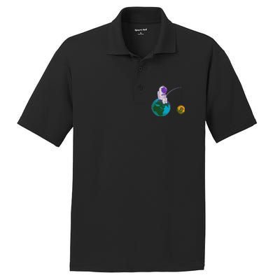 Funny Fishing Bitcoin Space Astronaut PosiCharge RacerMesh Polo