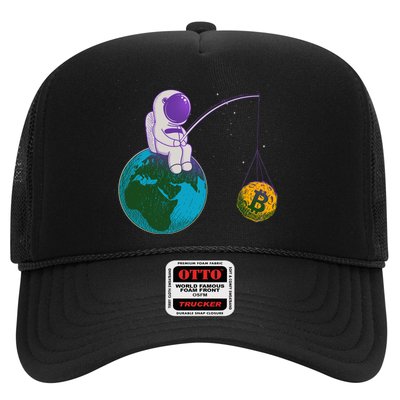 Funny Fishing Bitcoin Space Astronaut Trucker Hat