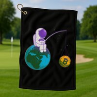 Funny Fishing Bitcoin Space Astronaut Golf Towel