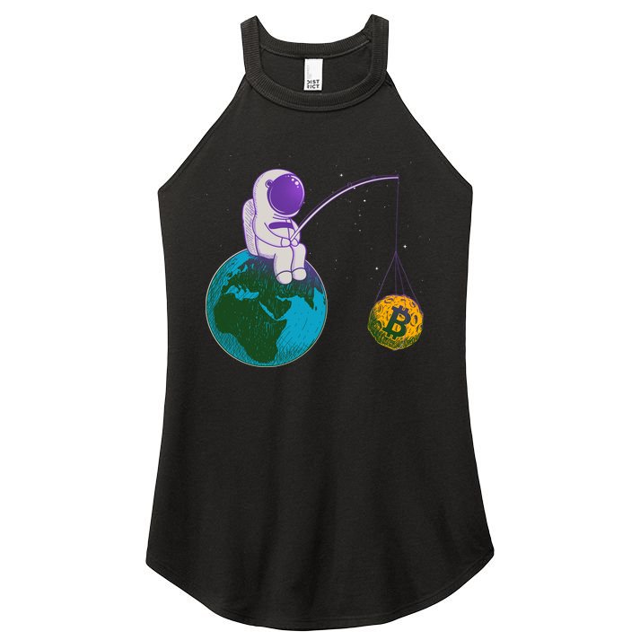 Funny Fishing Bitcoin Space Astronaut Women's Perfect Tri Rocker Tank