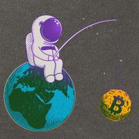 Funny Fishing Bitcoin Space Astronaut Cotton Canvas Backpack