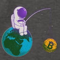 Funny Fishing Bitcoin Space Astronaut Vector Backpack