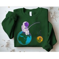 Funny Fishing Bitcoin Space Astronaut Sweatshirt