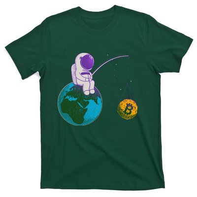 Funny Fishing Bitcoin Space Astronaut T-Shirt