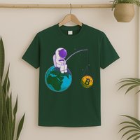 Funny Fishing Bitcoin Space Astronaut T-Shirt