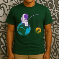 Funny Fishing Bitcoin Space Astronaut T-Shirt