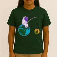 Funny Fishing Bitcoin Space Astronaut T-Shirt