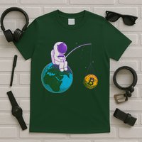 Funny Fishing Bitcoin Space Astronaut T-Shirt