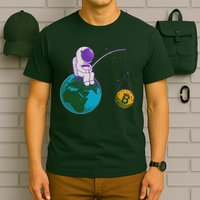 Funny Fishing Bitcoin Space Astronaut T-Shirt