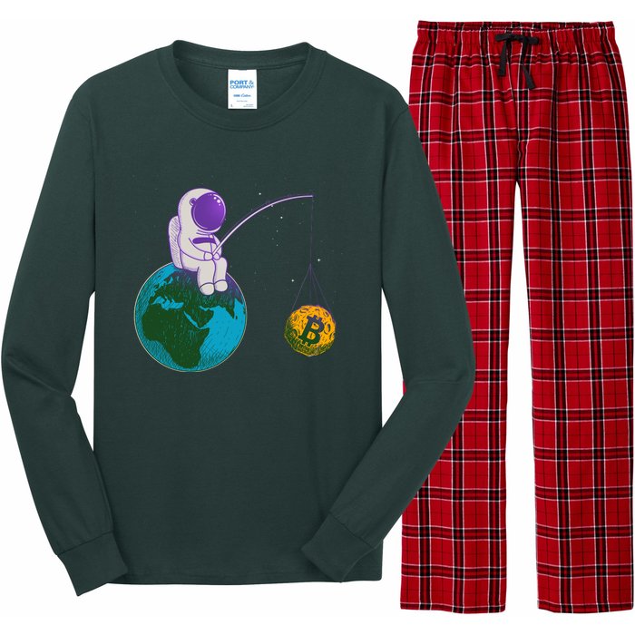 Funny Fishing Bitcoin Space Astronaut Long Sleeve Pajama Set