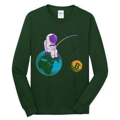Funny Fishing Bitcoin Space Astronaut Tall Long Sleeve T-Shirt