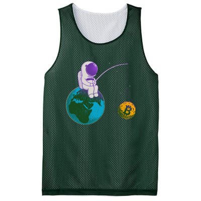 Funny Fishing Bitcoin Space Astronaut Mesh Reversible Basketball Jersey Tank