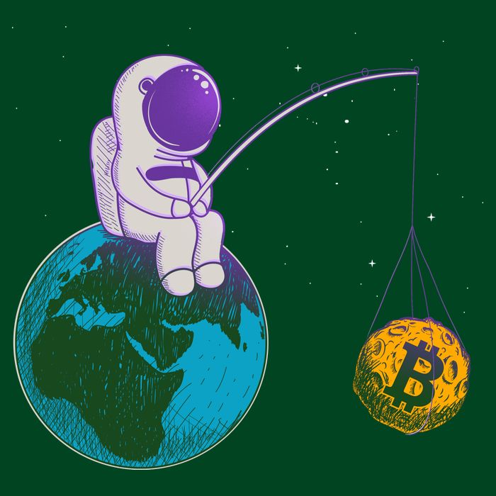 Funny Fishing Bitcoin Space Astronaut Cooling Performance Long Sleeve Crew