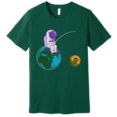 Funny Fishing Bitcoin Space Astronaut Premium T-Shirt