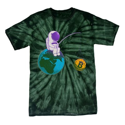 Funny Fishing Bitcoin Space Astronaut Tie-Dye T-Shirt