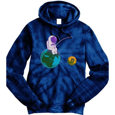 Funny Fishing Bitcoin Space Astronaut Tie Dye Hoodie