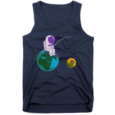 Funny Fishing Bitcoin Space Astronaut Tank Top