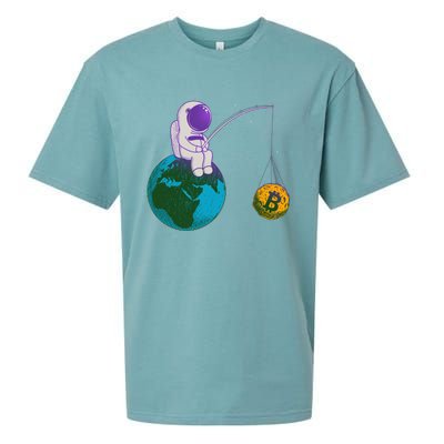 Funny Fishing Bitcoin Space Astronaut Sueded Cloud Jersey T-Shirt